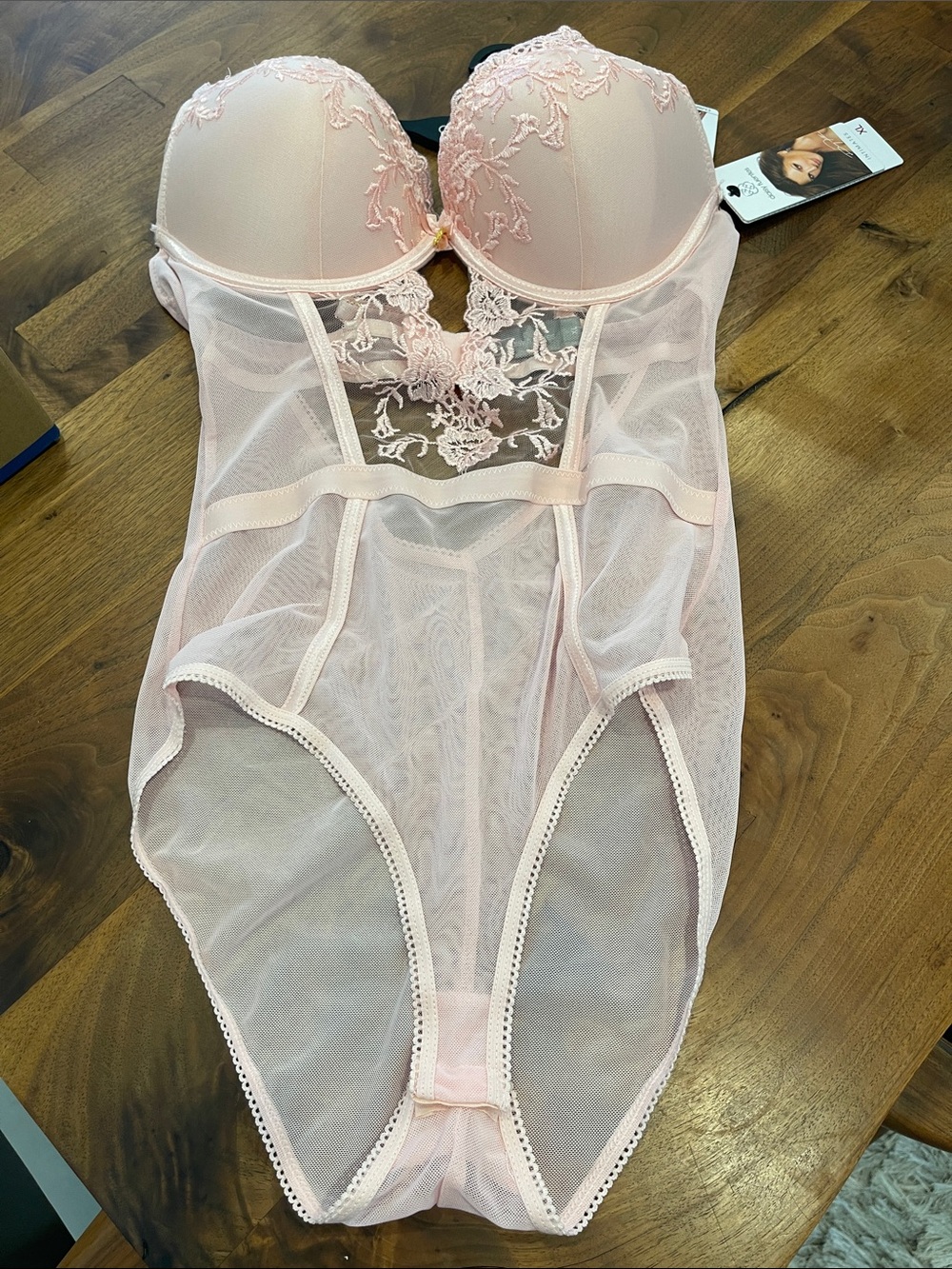 Daisy Fuentes Blush Pink Embroidered Lace Teddy - Picture 2 of 5